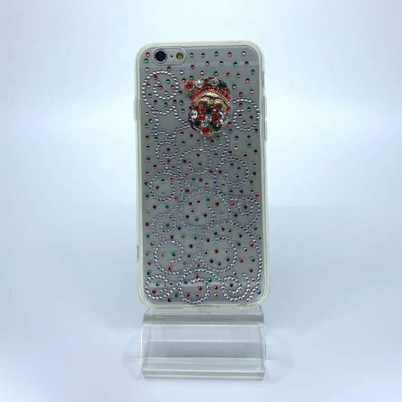 iPhone 6 TPU + PC case. Unique. Handmade. Silver, red, green rhinestones - Picture 1 of 1